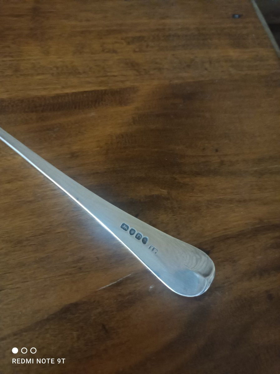 Solid Silver Stew Spoon, England, 18th Century-photo-4