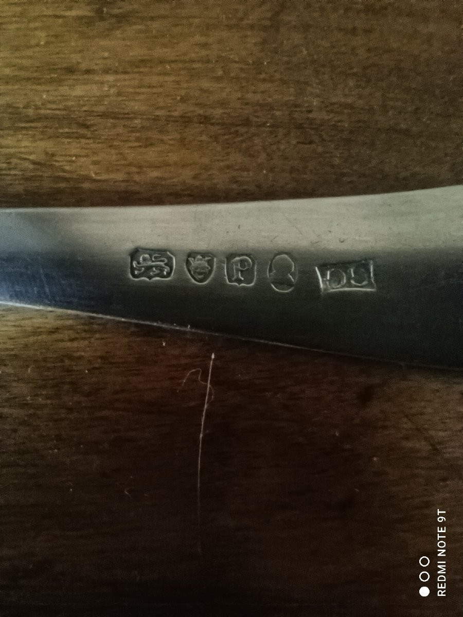  2  CUILLIERES  ARGENT MASSIF ANGLETERRE XVIIIe SIECLE-photo-2