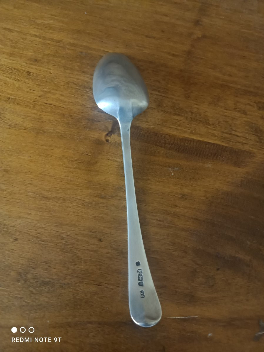  2  CUILLIERES  ARGENT MASSIF ANGLETERRE XVIIIe SIECLE-photo-5