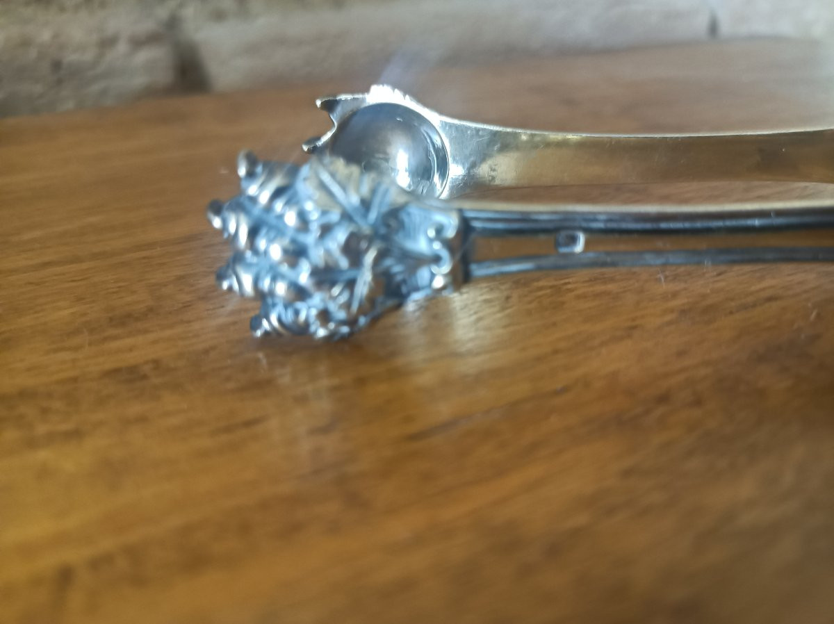 19th Century Silver-gilt Sugar Tongs-photo-3