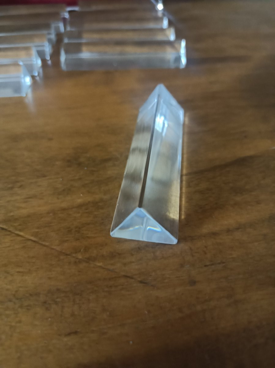 Baccarat 12 Crystal Knife Rests, Triangular Shape, Stamped-photo-2