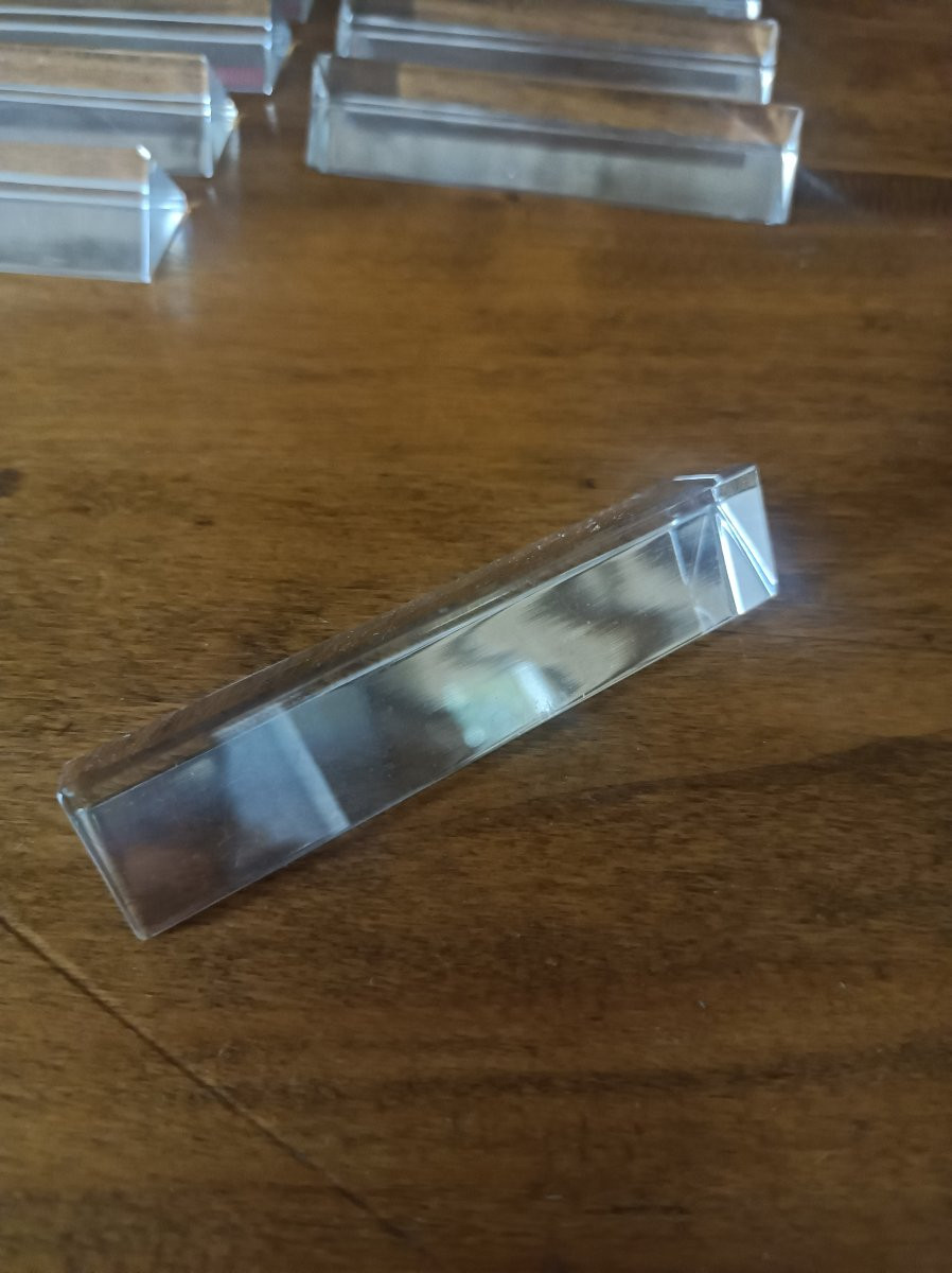 Baccarat 12 Crystal Knife Rests, Triangular Shape, Stamped-photo-3