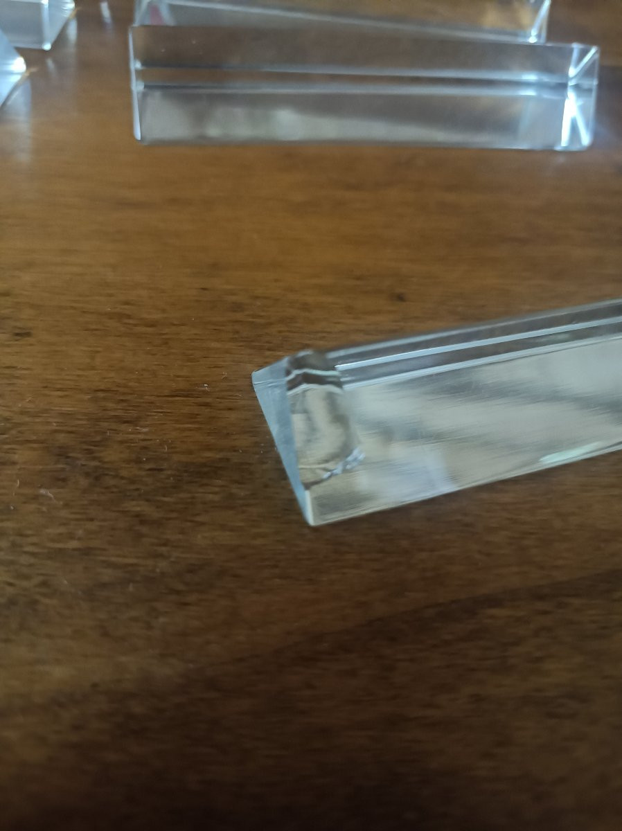 Baccarat 12 Crystal Knife Rests, Triangular Shape, Stamped-photo-4