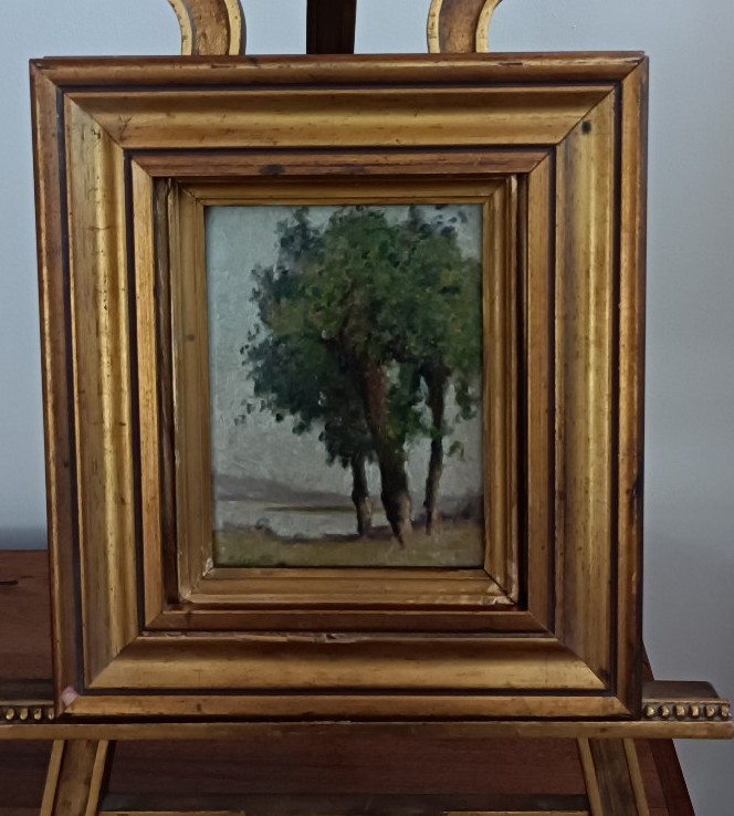 Lavollée Marcel-thomas, Oil On Cardboard, Study Of Willows In The Morning, 1910