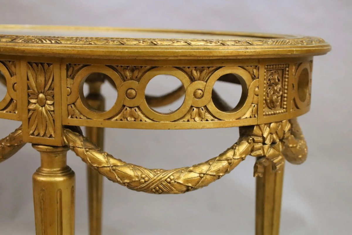 Louis XVI Center Table, In Gilded Wood -photo-3