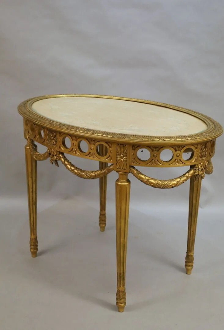 Louis XVI Center Table, In Gilded Wood 