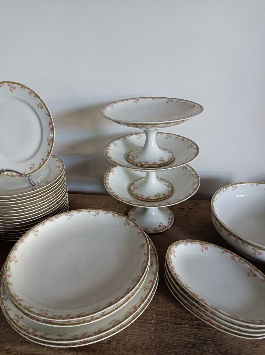 Majorelle Nancy-haviland & Cnie Limoges Porcelain Service With Floral Decoration -photo-3
