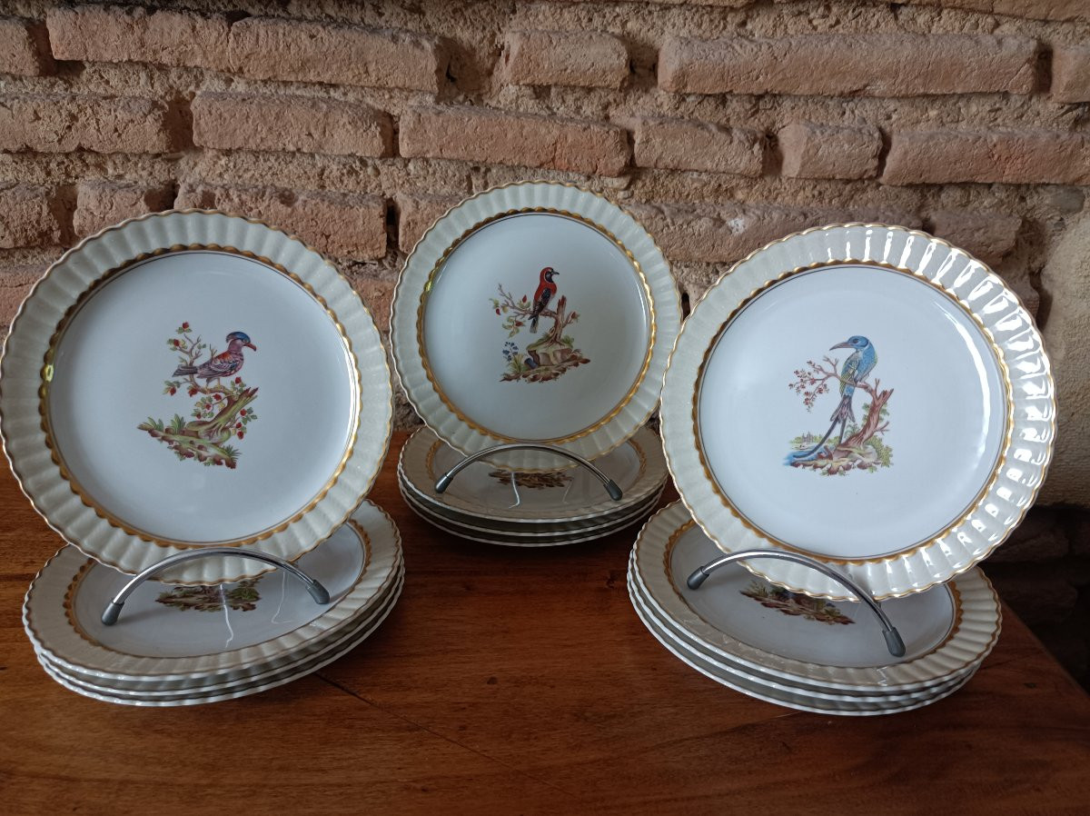 Bernadaud In Limoges, 12 Dessert Plates After A Collection By Edward Catesby-photo-2