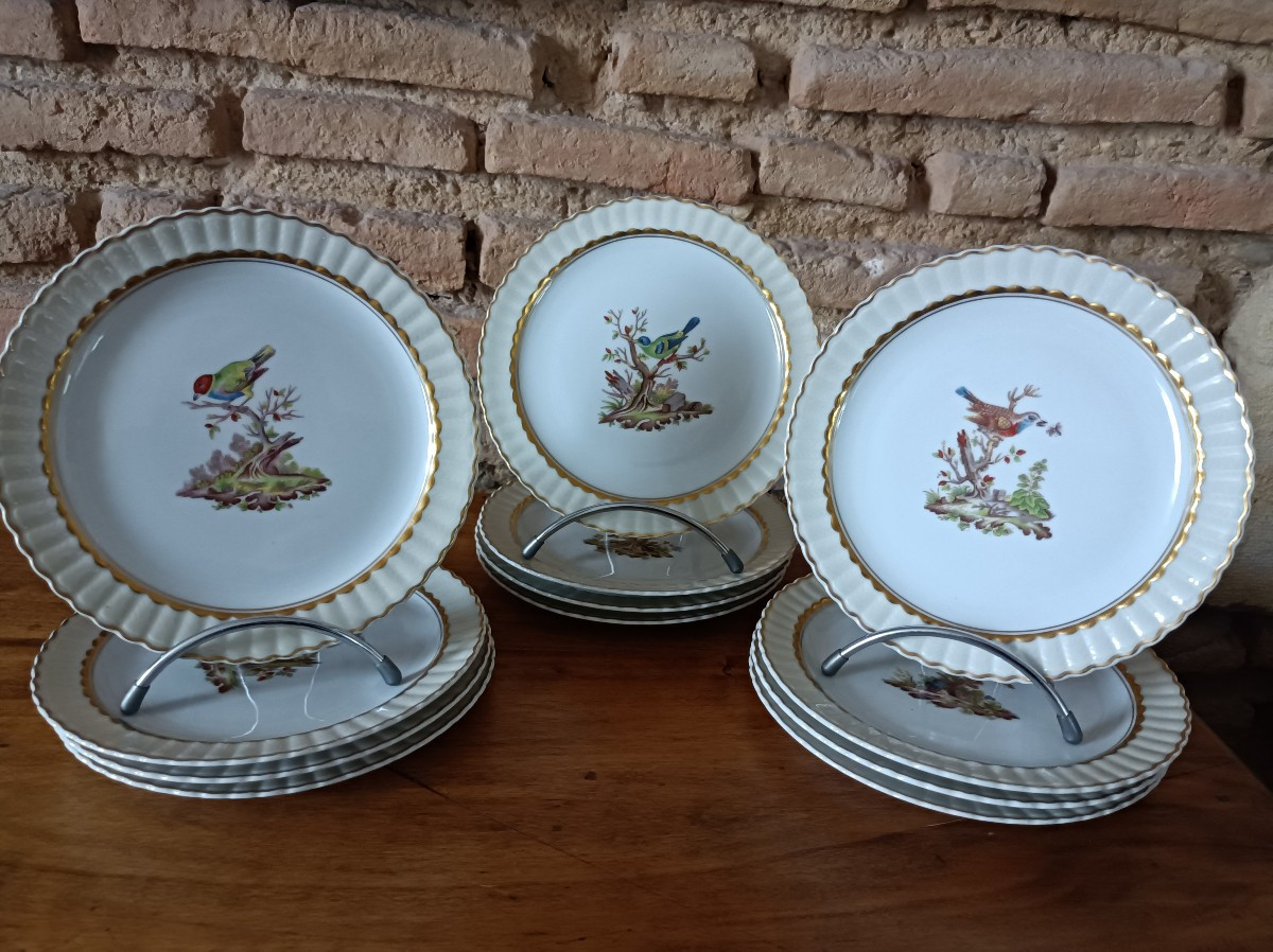 Bernadaud In Limoges, 12 Dessert Plates After A Collection By Edward Catesby