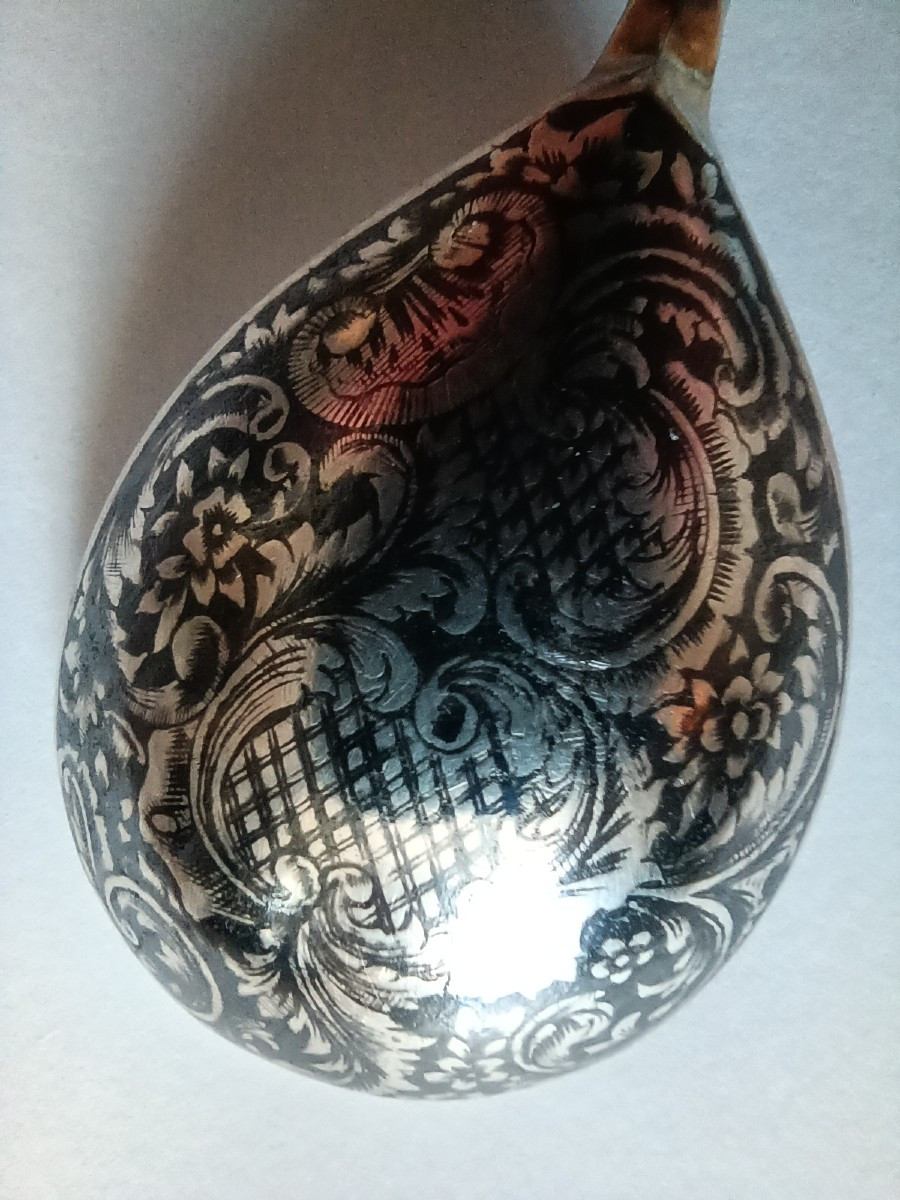 Russian Silver Caviar Spoon With Twisted Niello Decoration, Moscow, 19th Century -photo-2