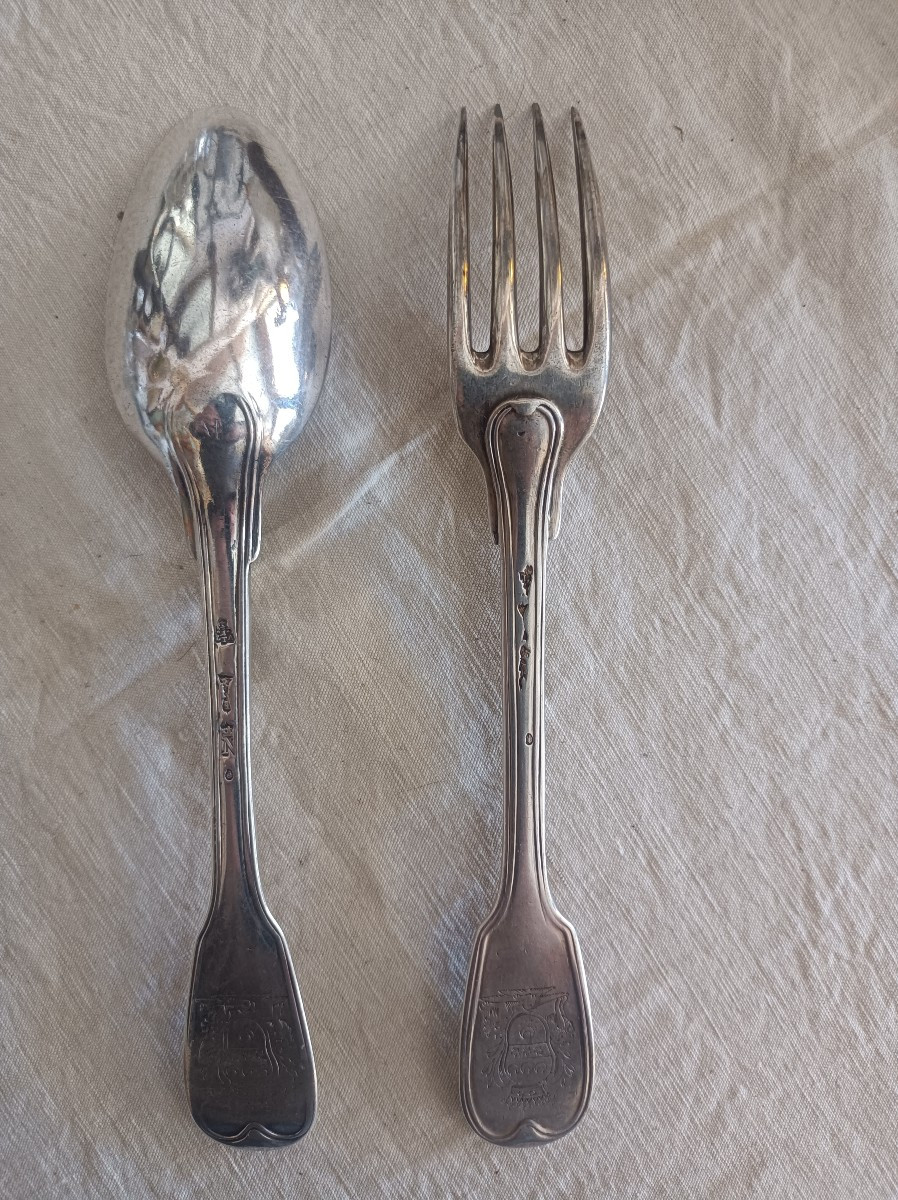 Silver Flatware Fermier Généraux Maître Orfevre Louis Antoine Taillepied XVIII Century