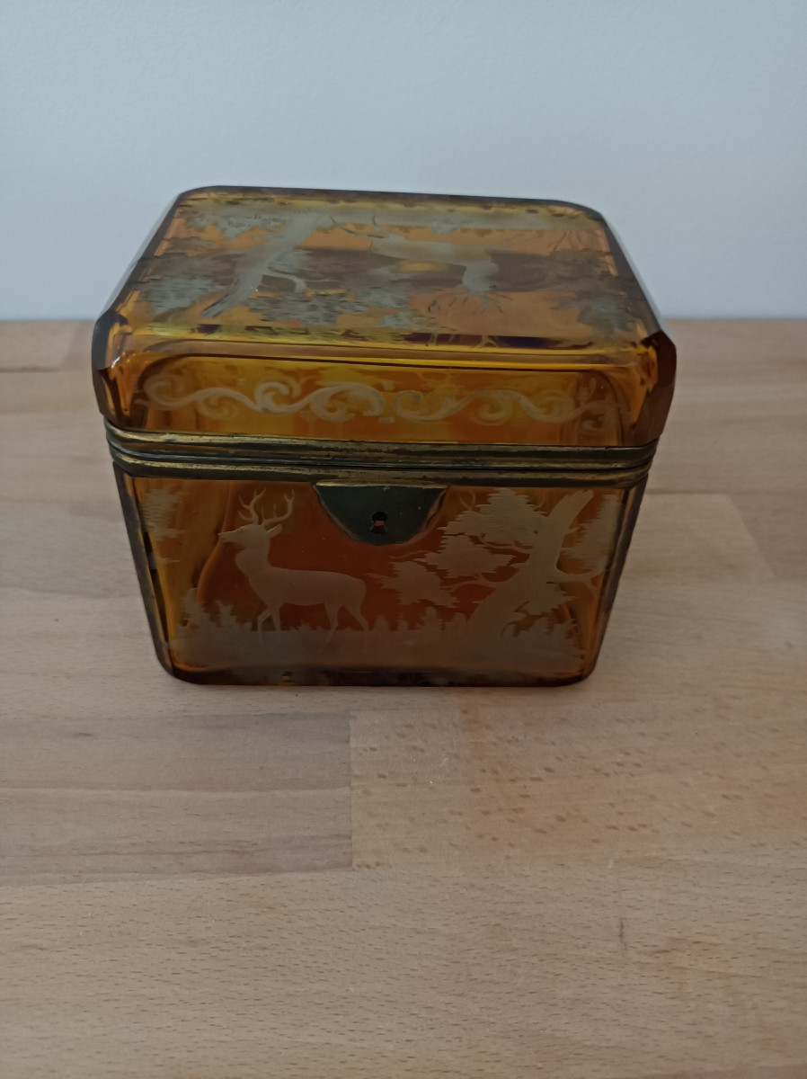 19th Century Bohemian Crystal Jewelry Box