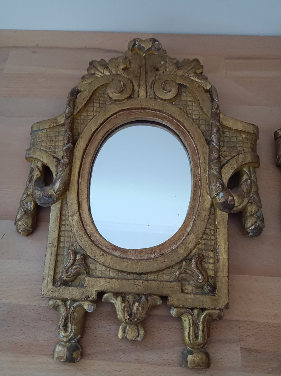 Pair Of 19th Century Provencal Giltwood Mirrors-photo-2