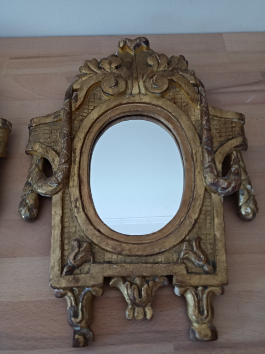 Pair Of 19th Century Provencal Giltwood Mirrors-photo-3