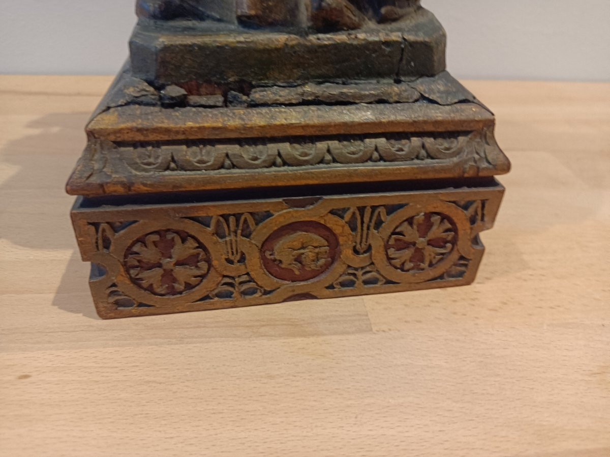 Statue Of A Saint Bishop In Carved Wood, Polychrome & Gilded Late 18th Century-photo-3