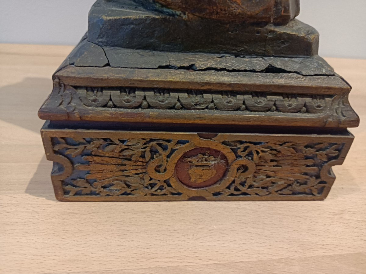 Statue Of A Saint Bishop In Carved Wood, Polychrome & Gilded Late 18th Century-photo-4