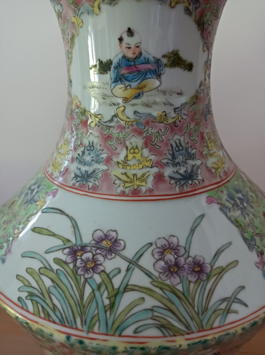Vase chinois en porcelaine de canton Époque de la République - Minguo (1912-1949)-photo-2