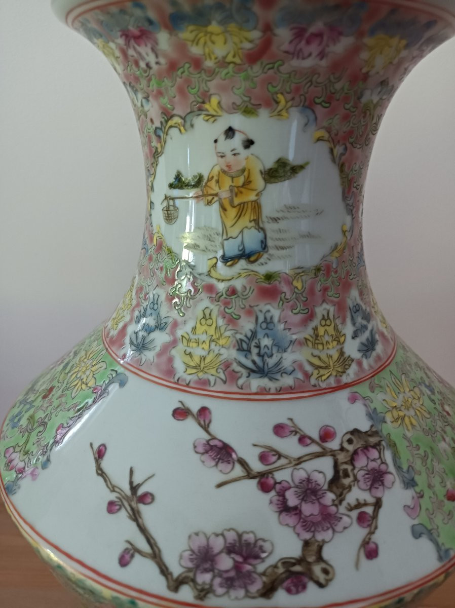 Vase chinois en porcelaine de canton Époque de la République - Minguo (1912-1949)-photo-4