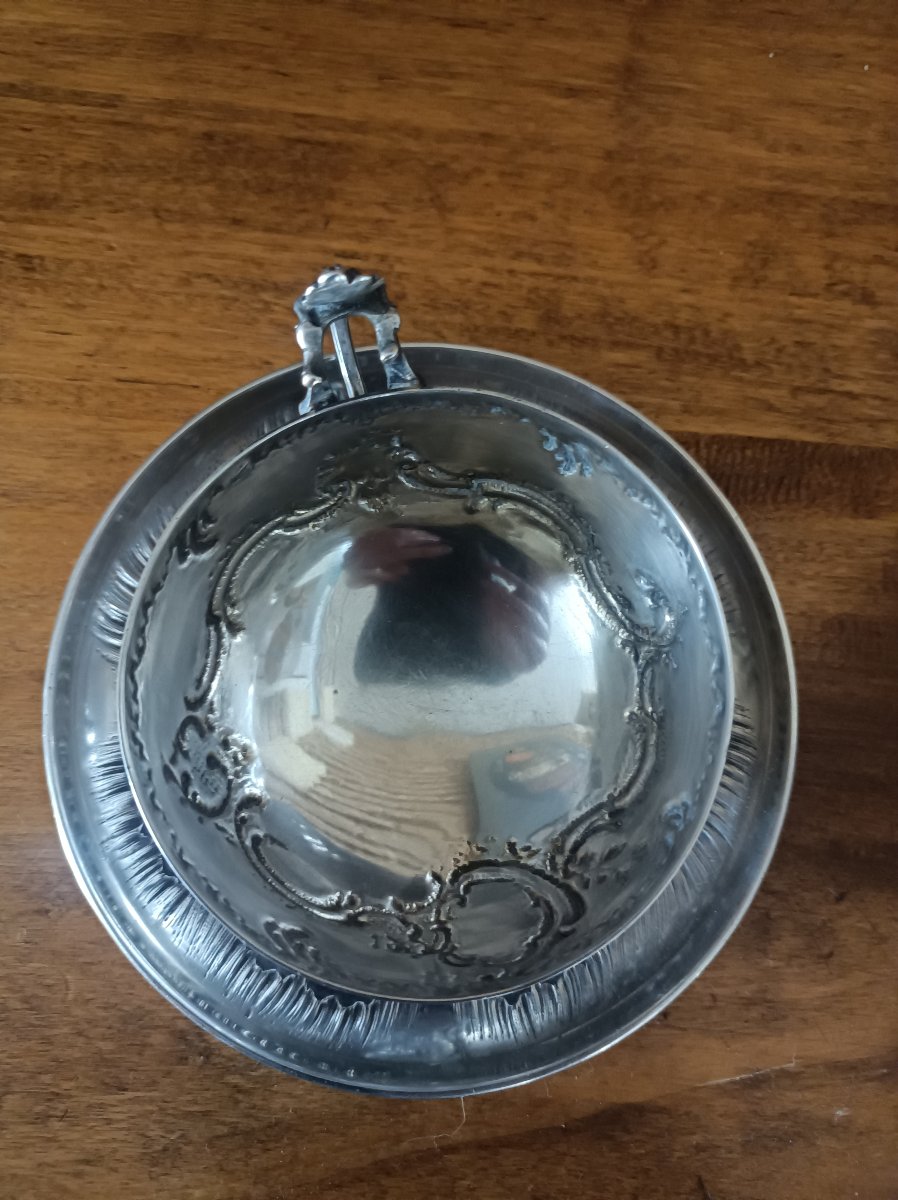 Tasse à chocolat en argent massif Art Nouveau orfèvre Tallois Paris XIXe siecle-photo-1