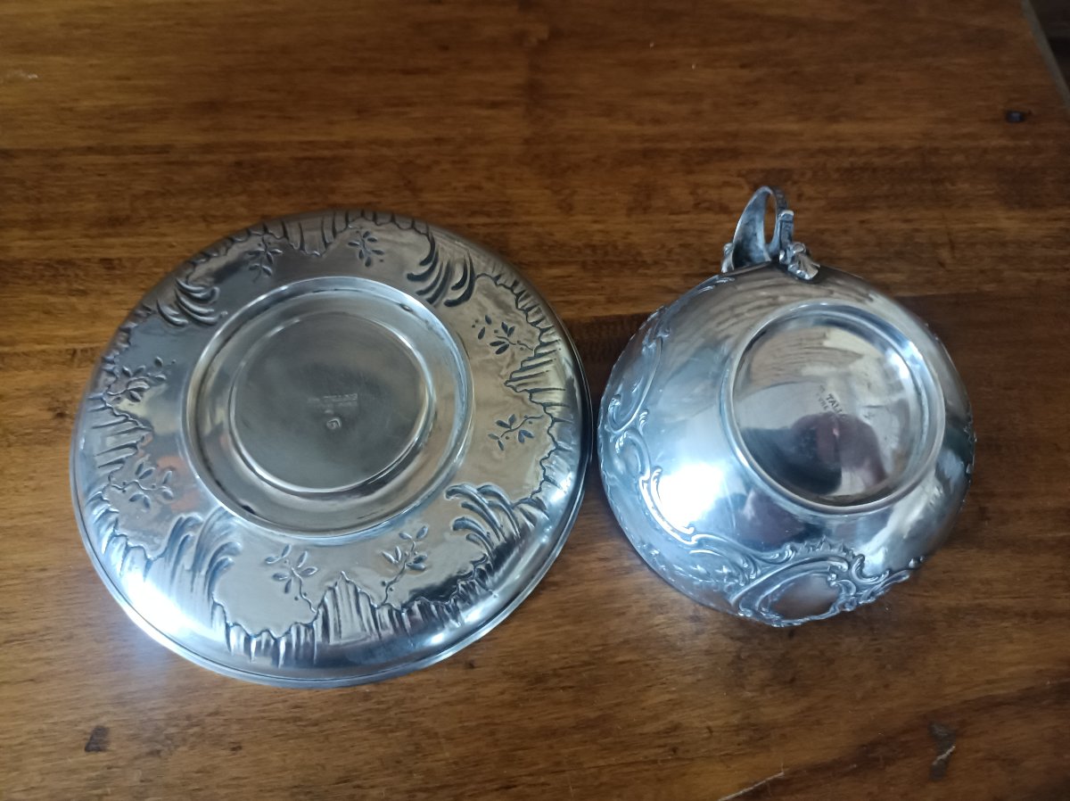 Tasse à chocolat en argent massif Art Nouveau orfèvre Tallois Paris XIXe siecle-photo-4