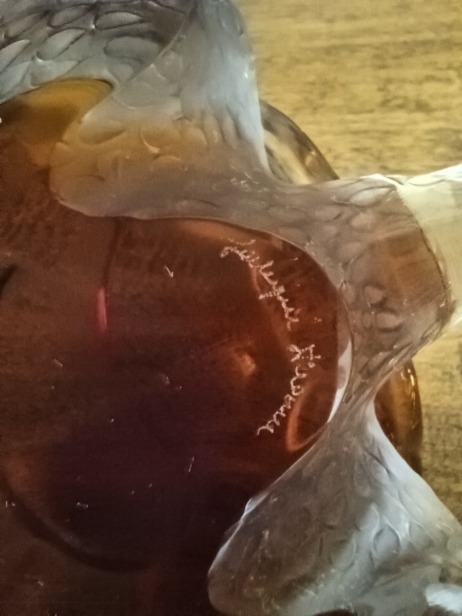 Lalique France Clear Crystal And Amber Turtle Model Caroline-photo-1