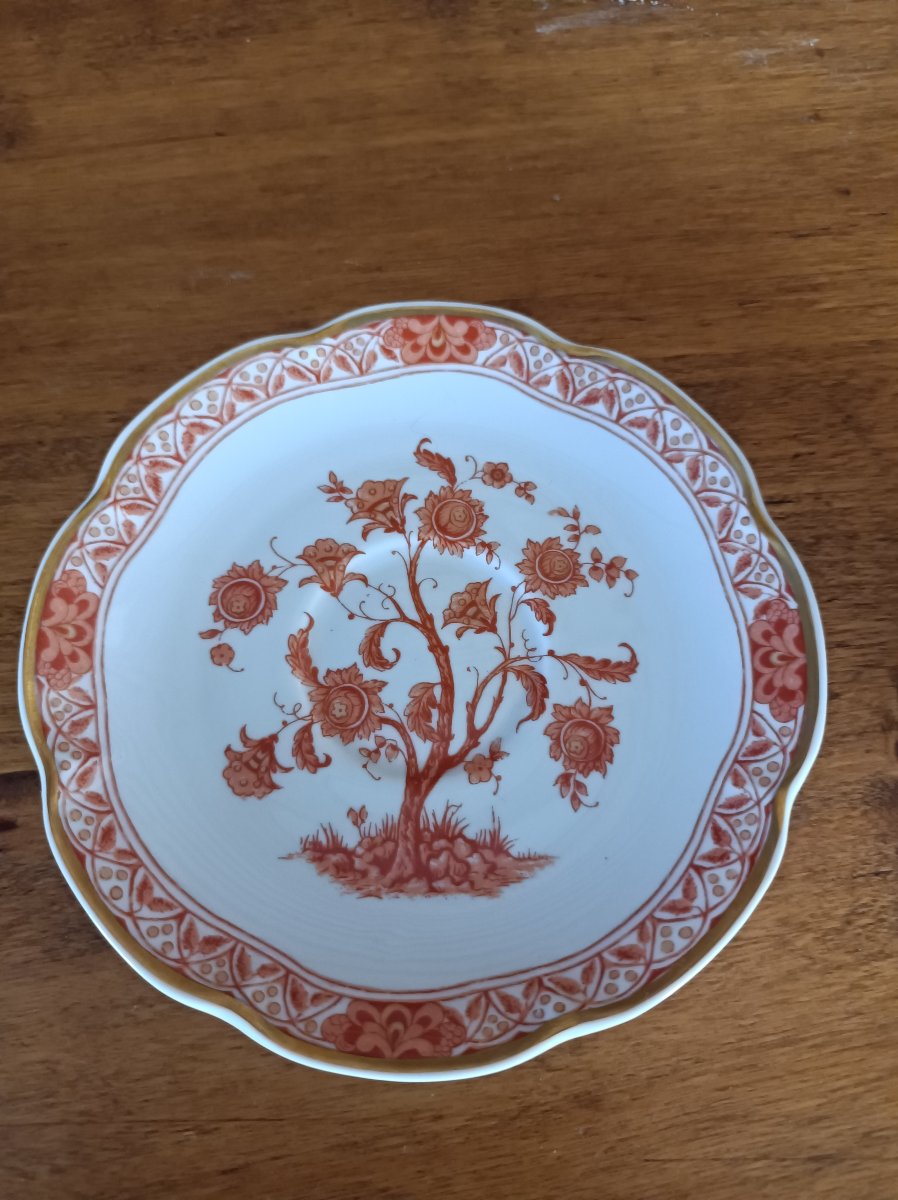  Limoges Haviland six tasses à café en porcelaine modèle arbre de vie corail.-photo-4