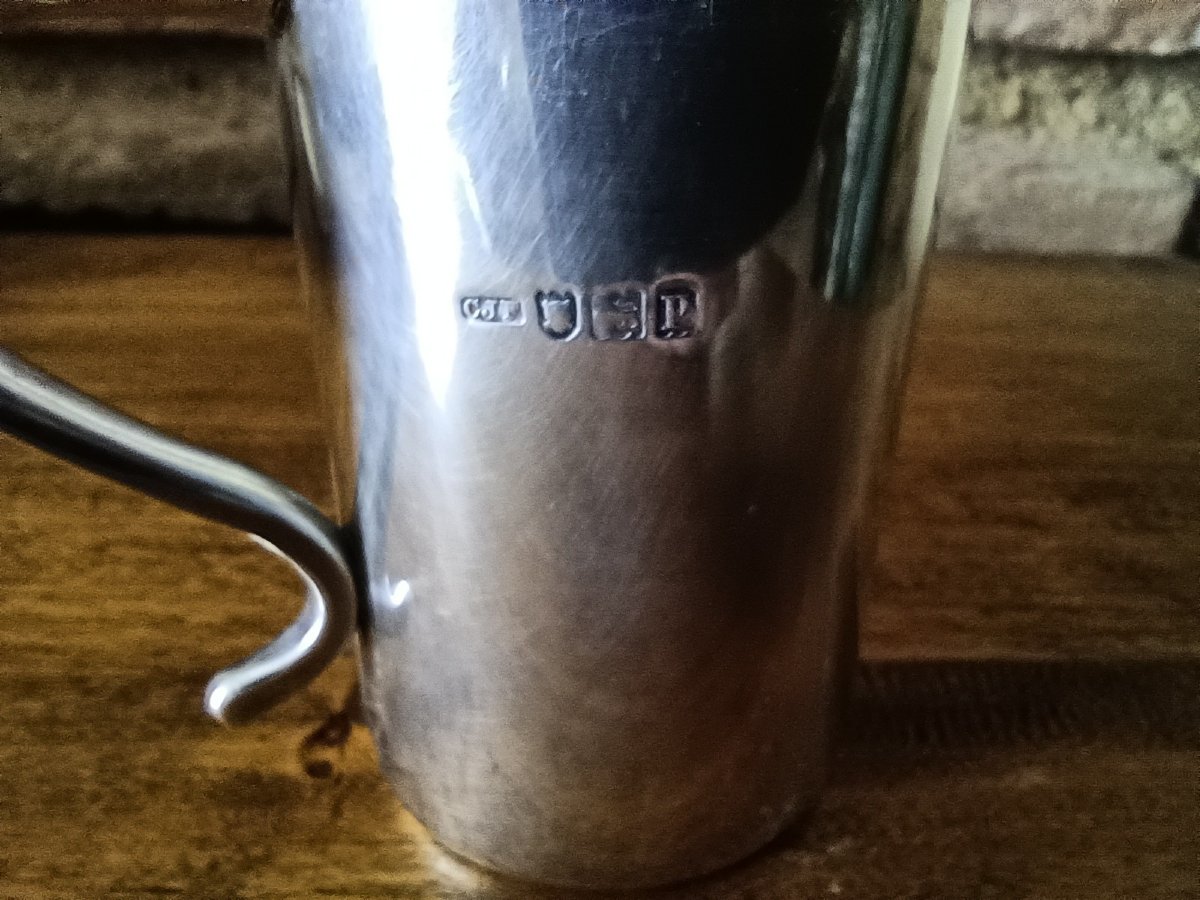 Solid Silver Timbale With Handle, London, 1910-photo-4