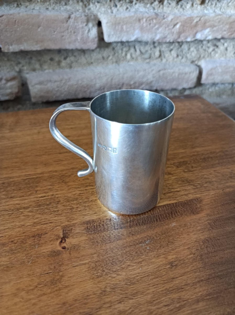 Solid Silver Timbale With Handle, London, 1910