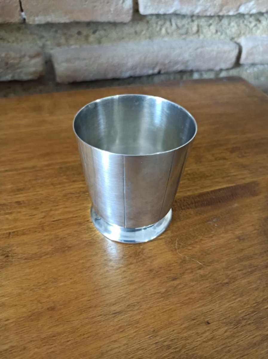 Art Deco-era Minerve Solid Silver Pan-shaped Timbale-photo-2
