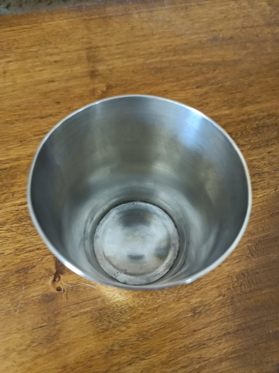 Art Deco-era Minerve Solid Silver Pan-shaped Timbale-photo-3
