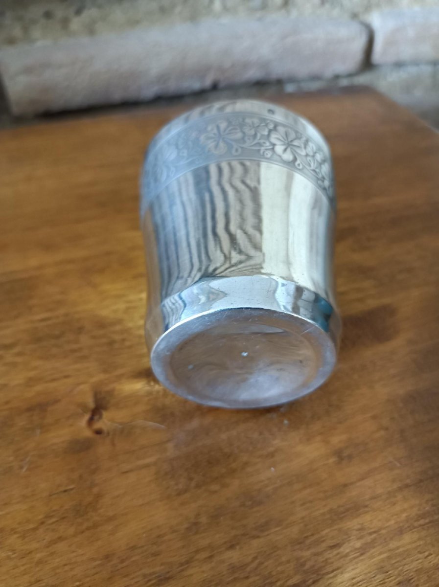 Art Nouveau Timbale By Silversmith Pot Et Cie, Paris, Solid Silver, Minerva -photo-4