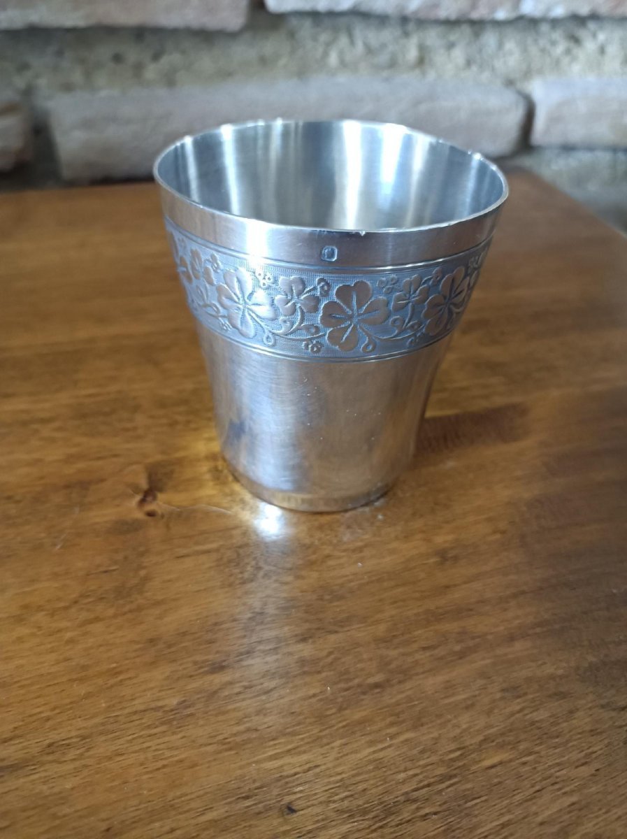 Art Nouveau Timbale By Silversmith Pot Et Cie, Paris, Solid Silver, Minerva 