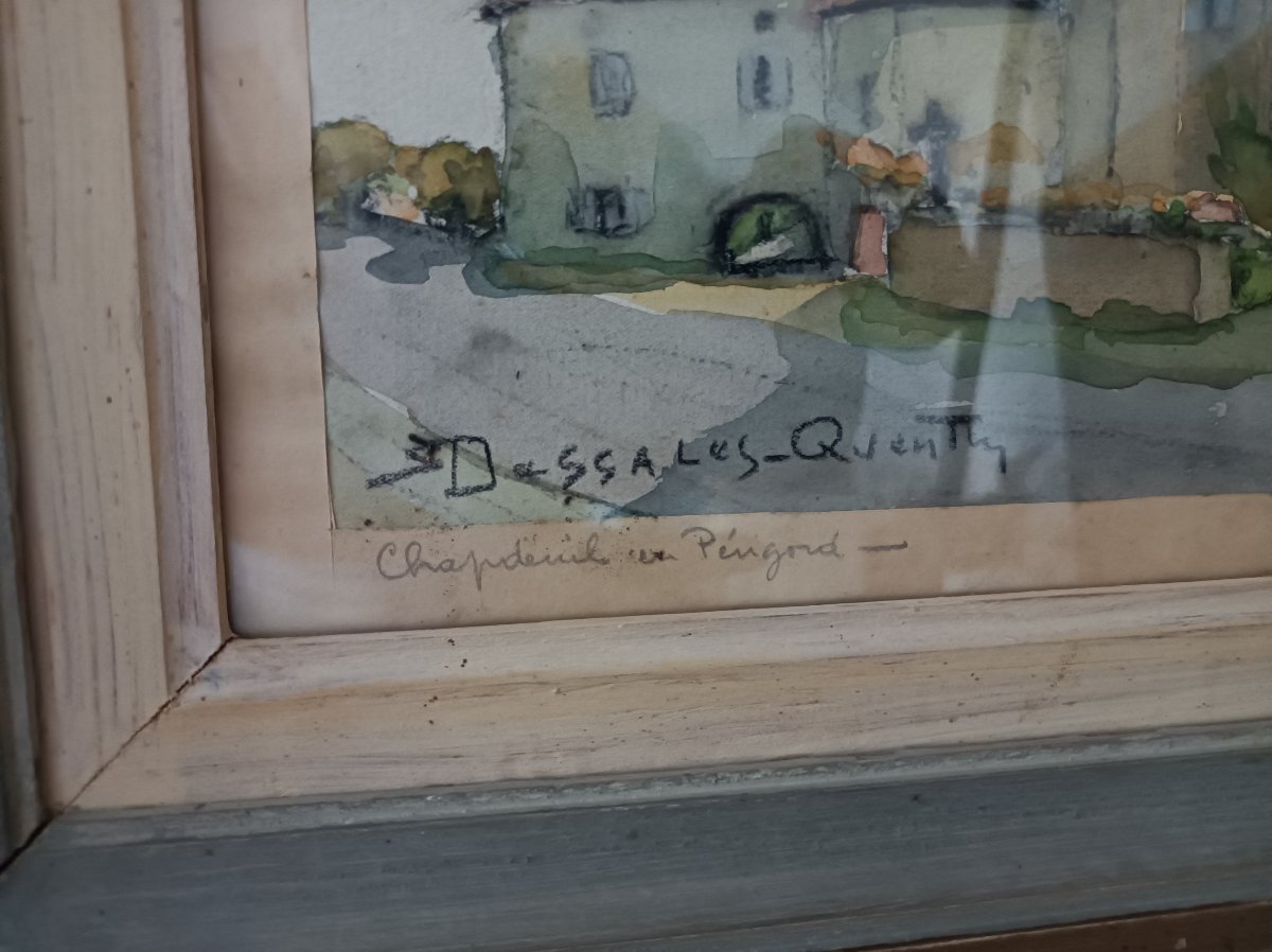 Robert Dessales-Quentin (1885-1958)  aquarelle Chapdeuil en Périgord-photo-2