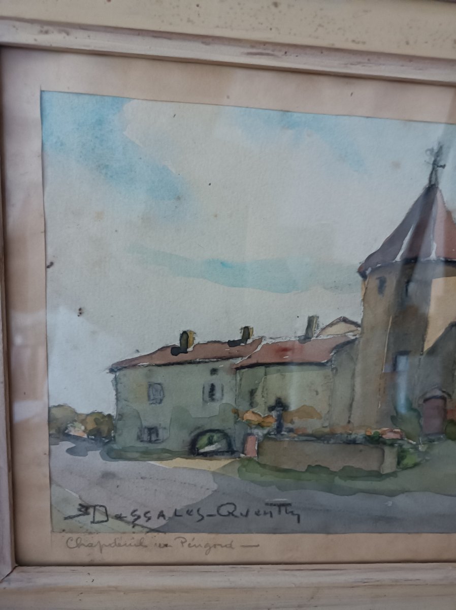 Robert Dessales-Quentin (1885-1958)  aquarelle Chapdeuil en Périgord-photo-3