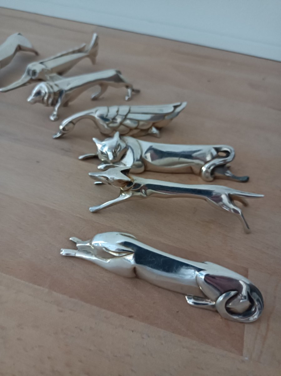 Marcel Sandoz For Christofle Gallia: 12 Animal-shaped Silver-plated Metal Knife Rests, Circa 1930-photo-3