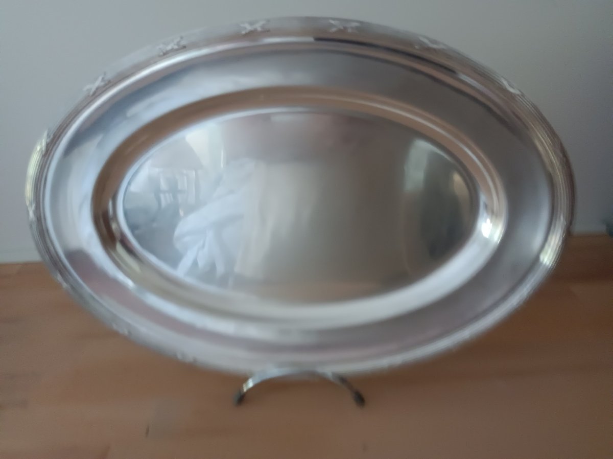 Orfevrerie Christofle Plat ovale Rubans Croisé 