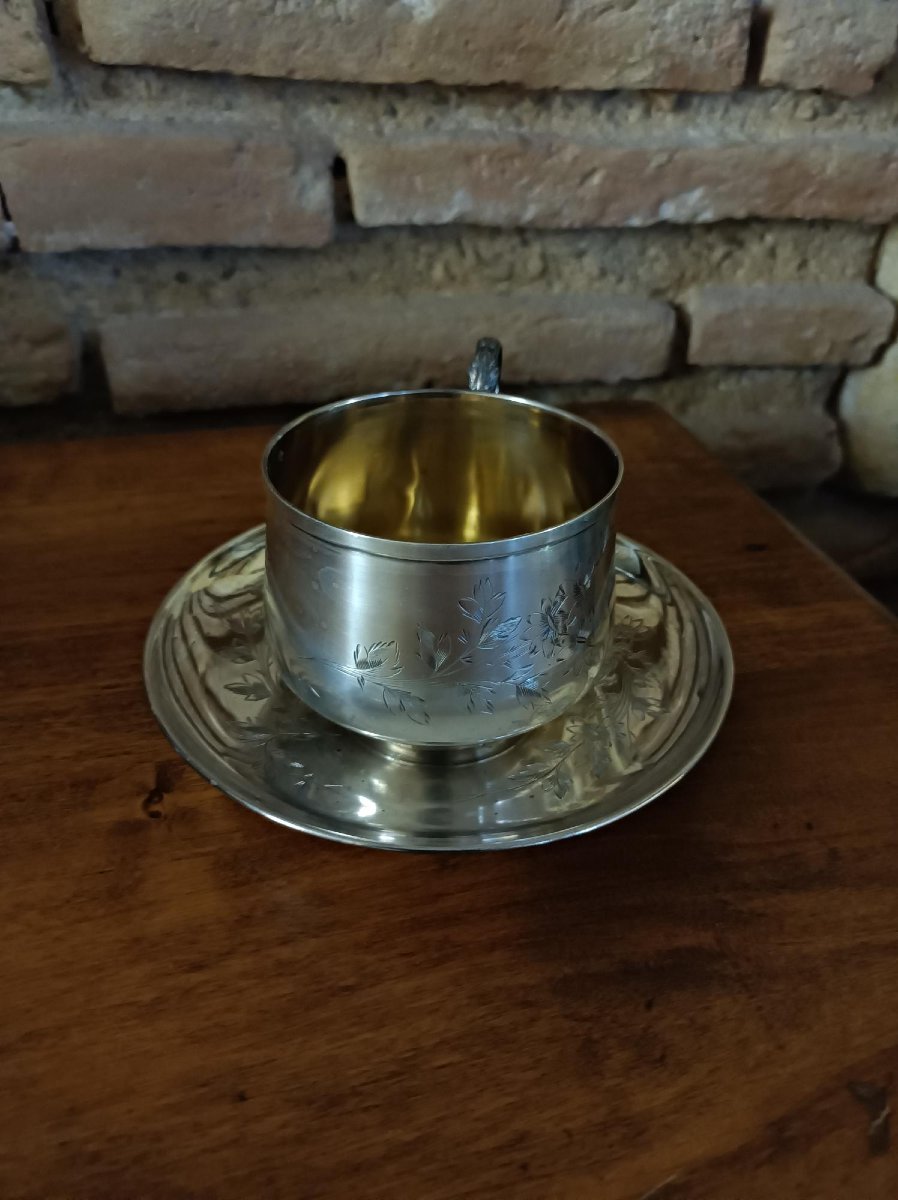 Art Nouveau Vermeil Solid Silver Hot Chocolate Cup By Silversmith Victor Boivin, Paris -photo-2