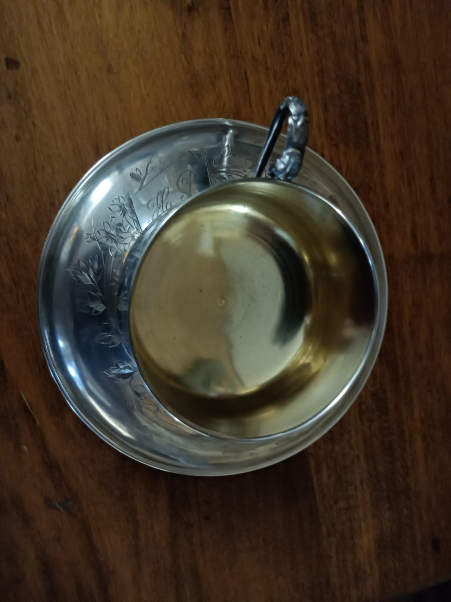 Art Nouveau Vermeil Solid Silver Hot Chocolate Cup By Silversmith Victor Boivin, Paris -photo-4