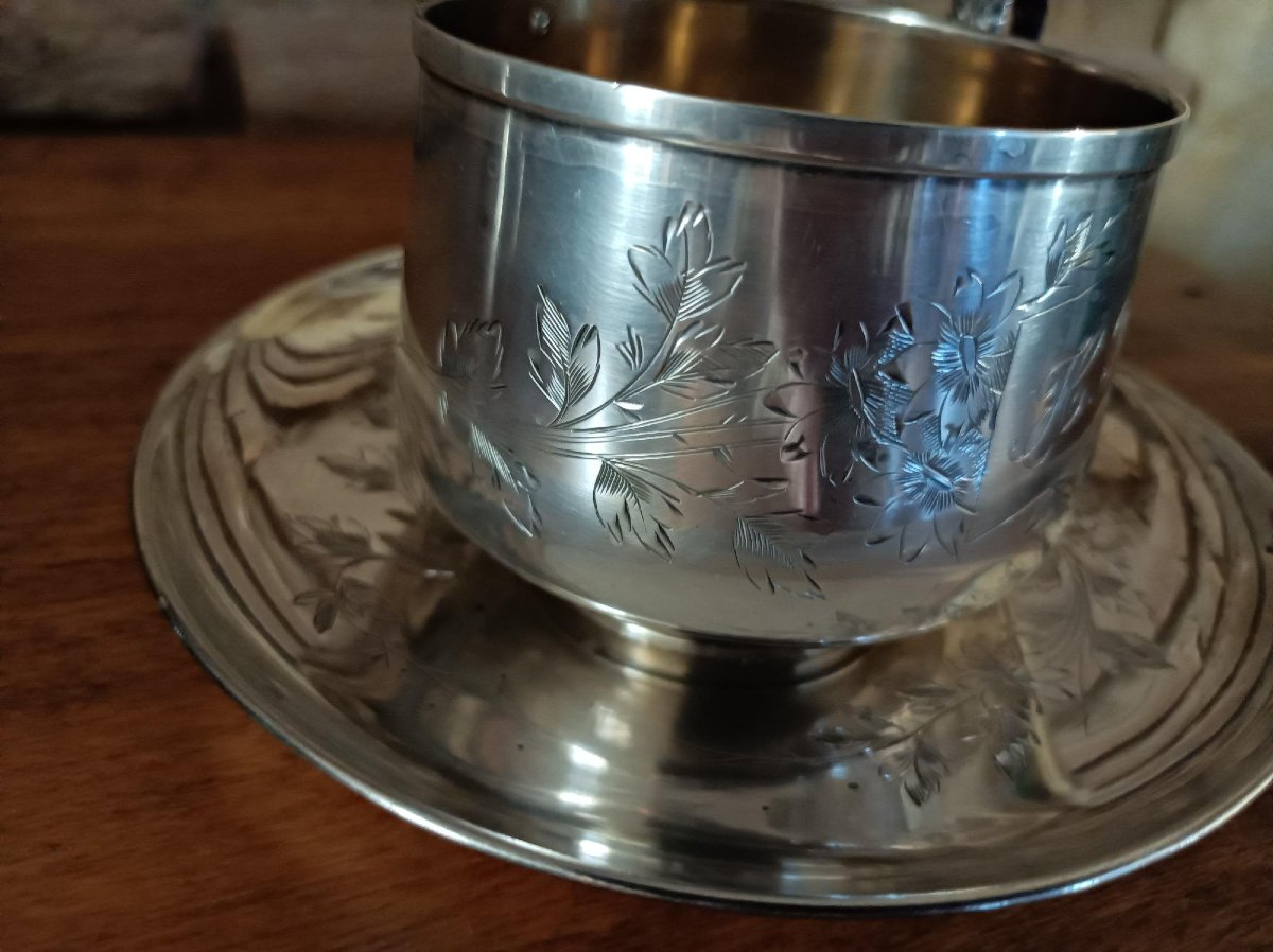 Art Nouveau Vermeil Solid Silver Hot Chocolate Cup By Silversmith Victor Boivin, Paris -photo-1