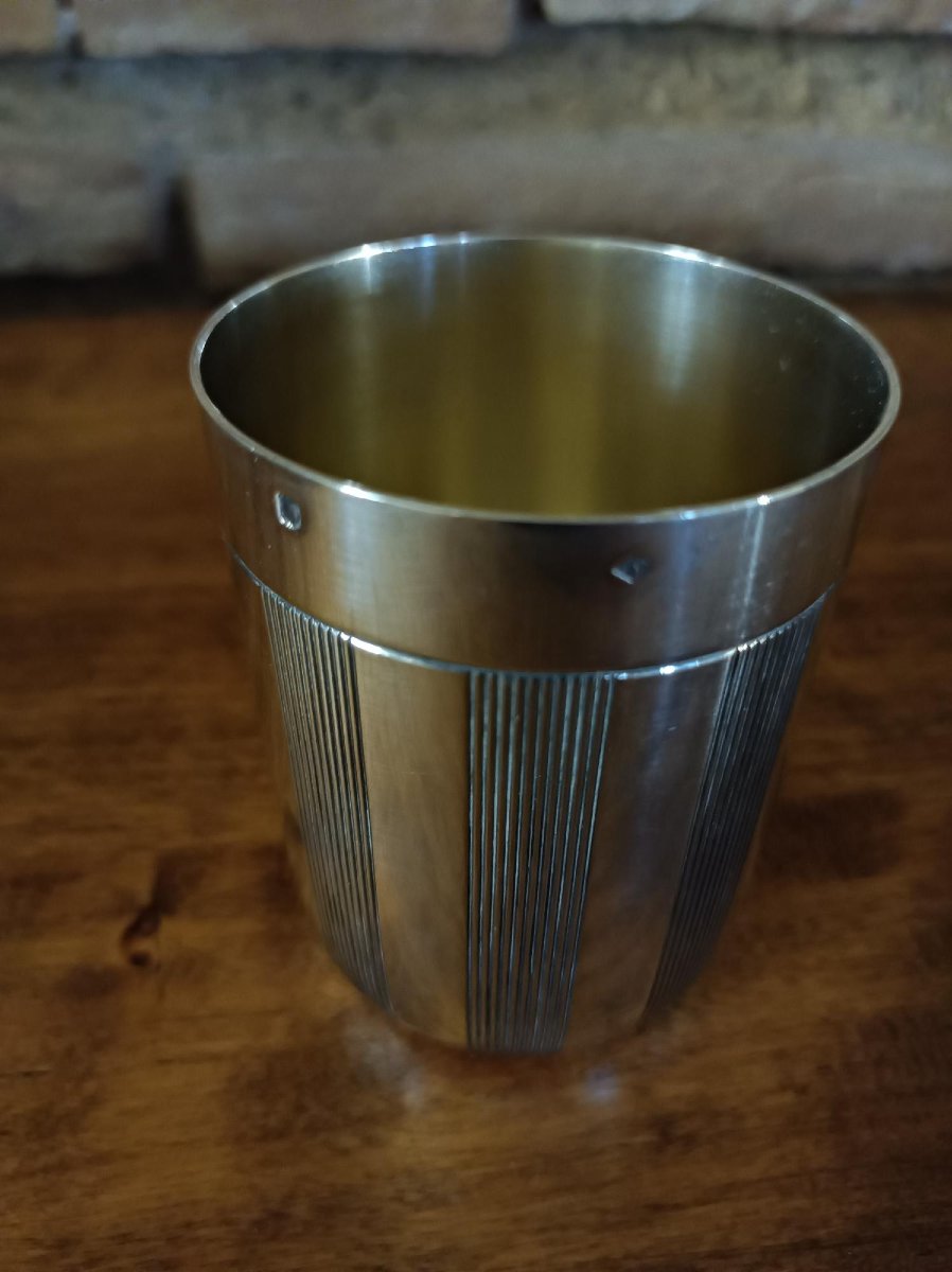 Art Deco Timbale, Solid Silver Vermeil, Minerva, Modern Silver Smithing Workshop, Paris -photo-1