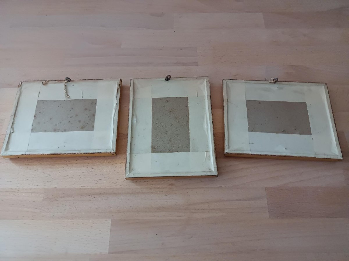 3 Gouaches On Rice Paper, Canton, China, 19th Century-photo-1