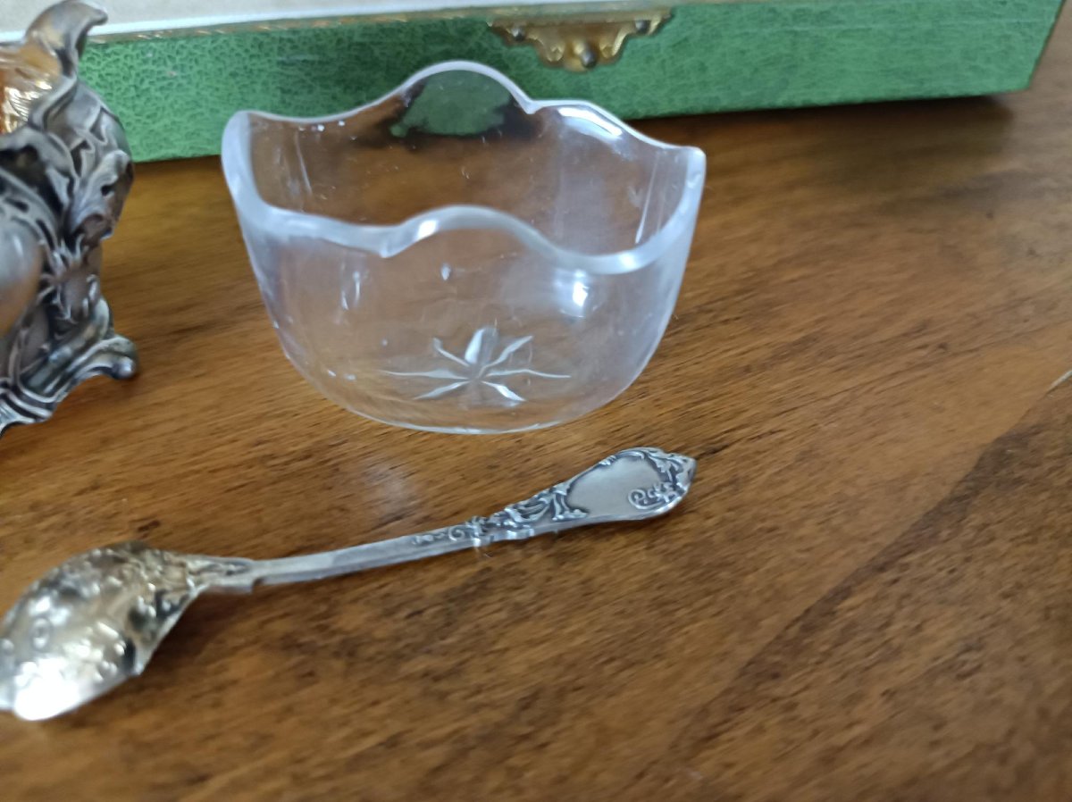Set Of 4 Salt Cellars And Their Solid Silver Scoops – Louis Coignet, 19th Arrondissement, Paris -photo-3