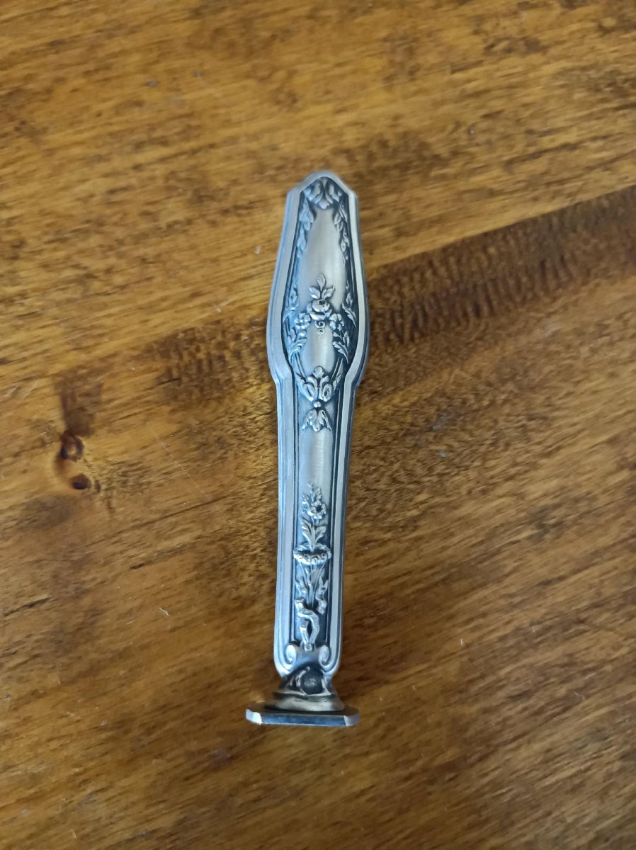 Cachet Sceau Argent Massif Poinçon Feuillage Art Nouveau 19e-photo-3