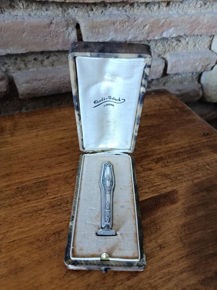 Cachet Sceau Argent Massif Poinçon Feuillage Art Nouveau 19e
