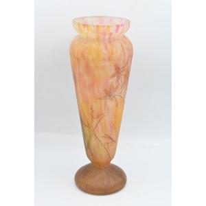 Art Nouveau Glass Paste Vase From Paul Daum Workshops Signed Mado