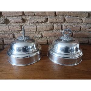 Pair Of Silver Lined Metal Service Bells By The Gandais Goldsmith 