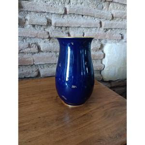 Sèvres. Porcelain Vase With Blue Ground And Gold Floral Sprigs