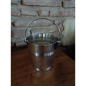 Gallia Christofle Biarritz Ice Bucket With Movable Handle, Silver Metal 