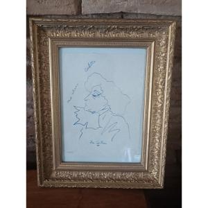 JEAN COCTEAU (1889-1963)  Ma chère Colette dessin couleur numéroté  114/120