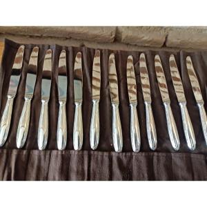12 Couteaux  Christofle modèle Rubans  état Neufs 18,5 cm